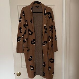 J. Crew Leopard Patterned Cardigan in Brown and Black